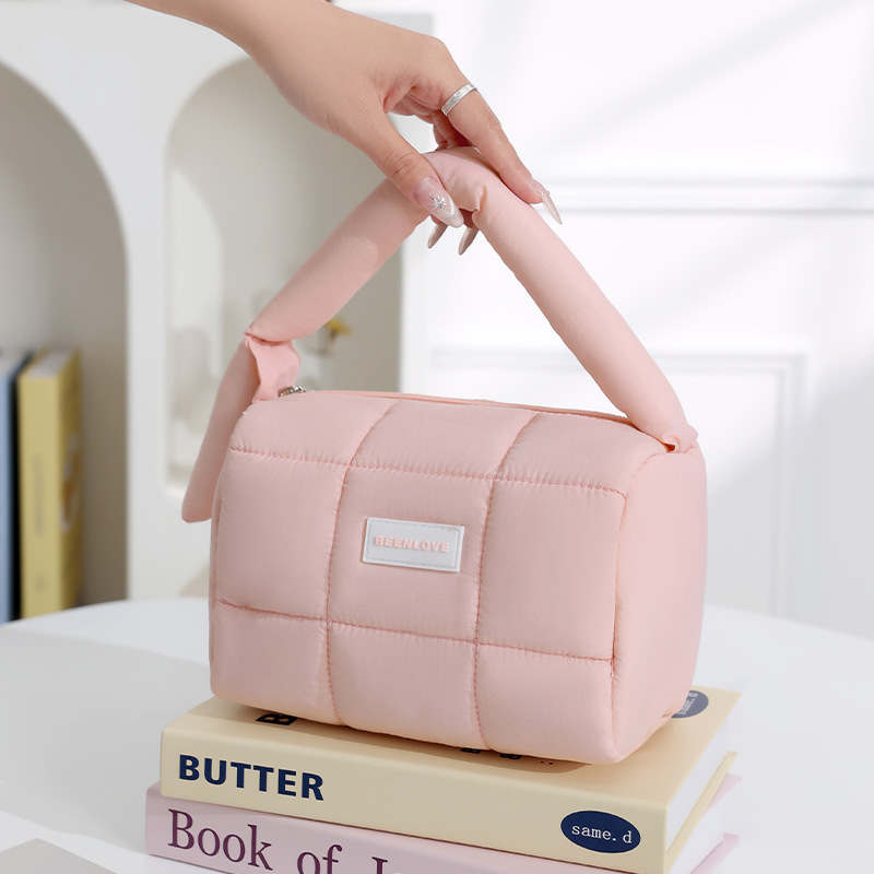 Candy-colored padded makeup bag