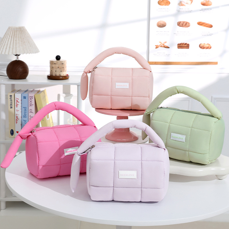 Candy-colored padded makeup bag